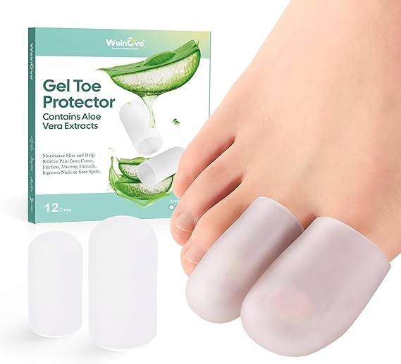 Welnove Gel Toe Cap and Protector – Silicone Toe Covers – Toe Cushions for Pain