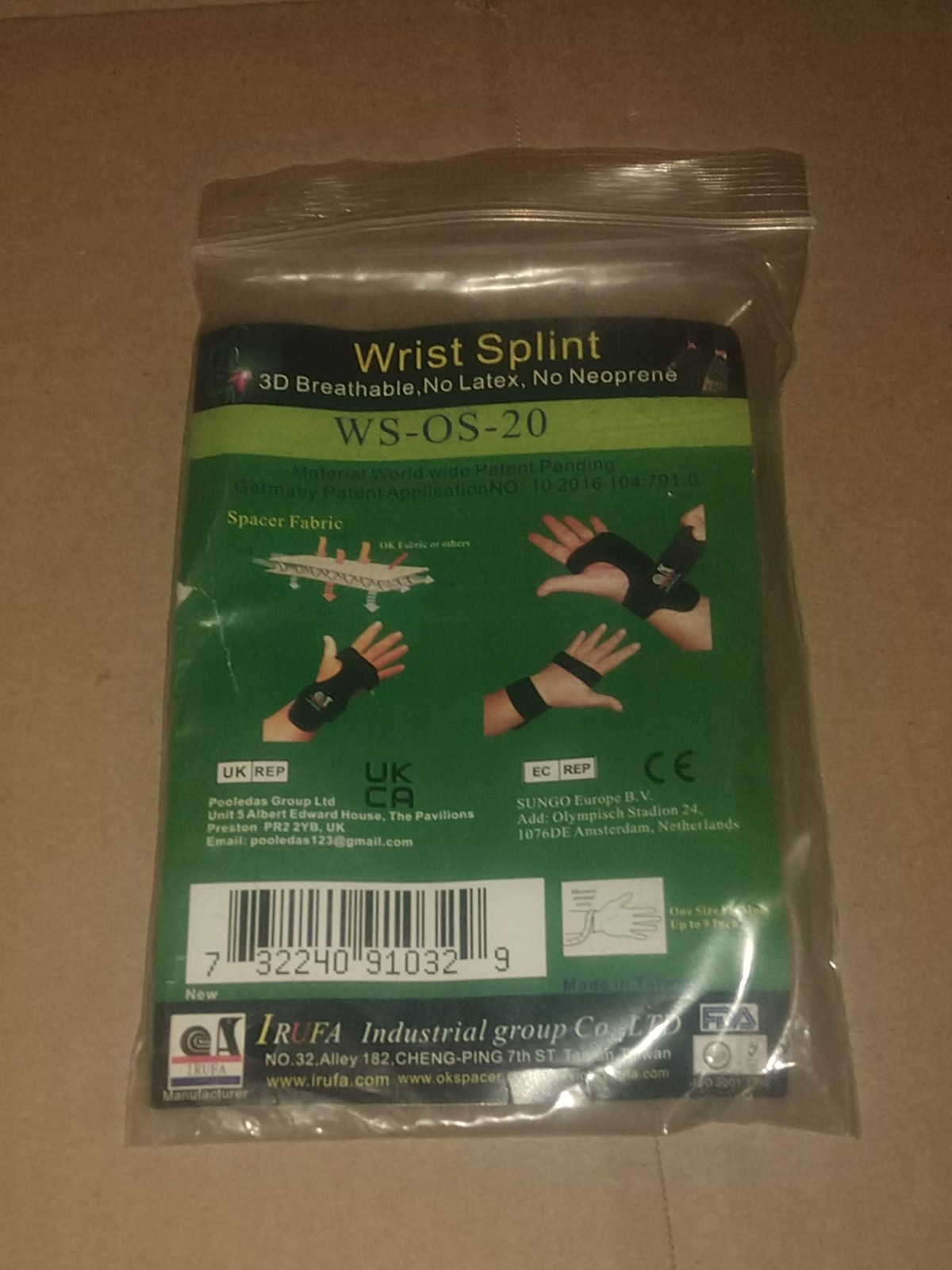 IRUFA, 3D Breathable Fabric Wrist Splint