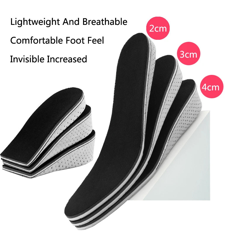 2-4cm Memory Foam Insoles for Shoes Men Height Increase Templates Breathable Swe