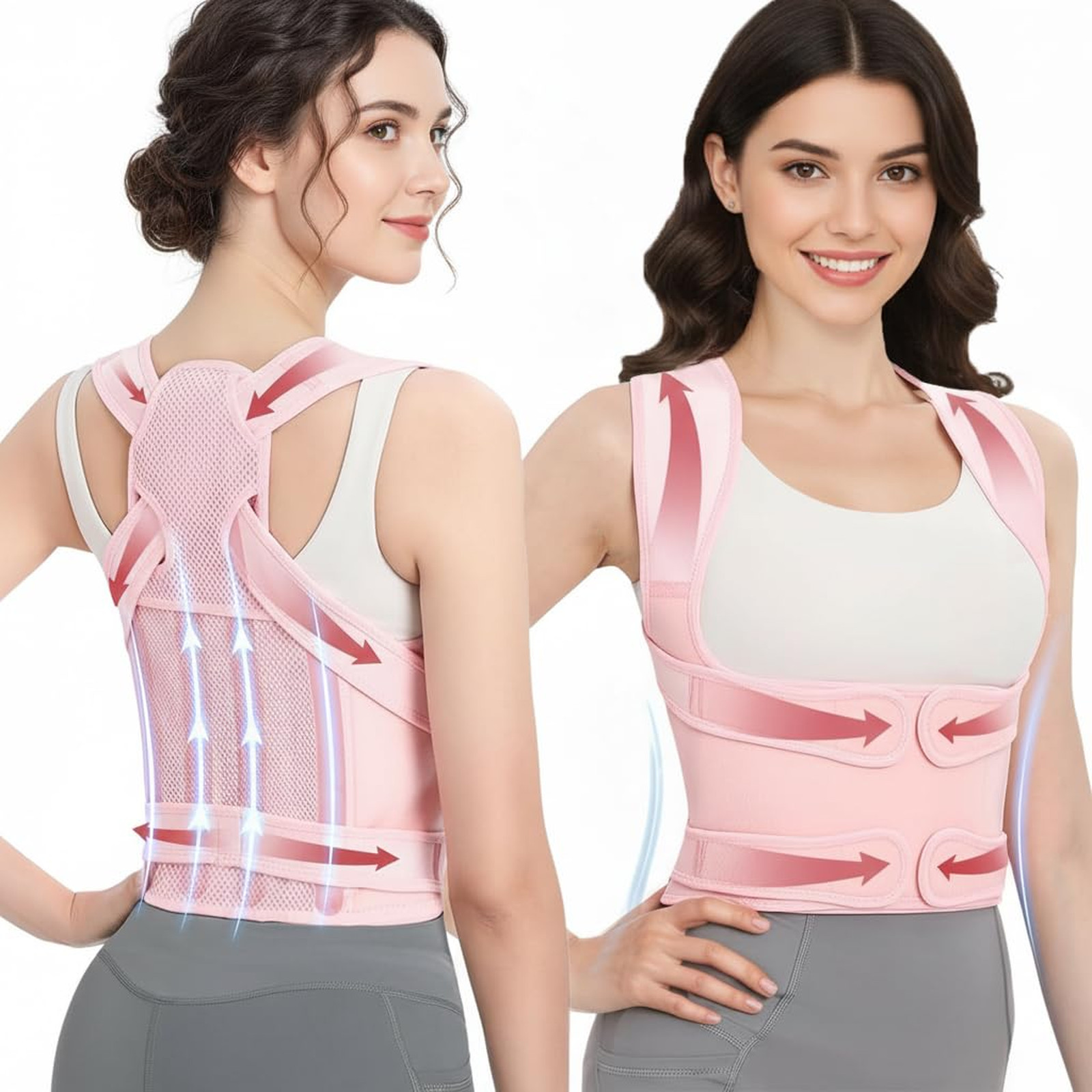 Posture Corrector for Women and Men, Full Back Support Brace, Adjustable