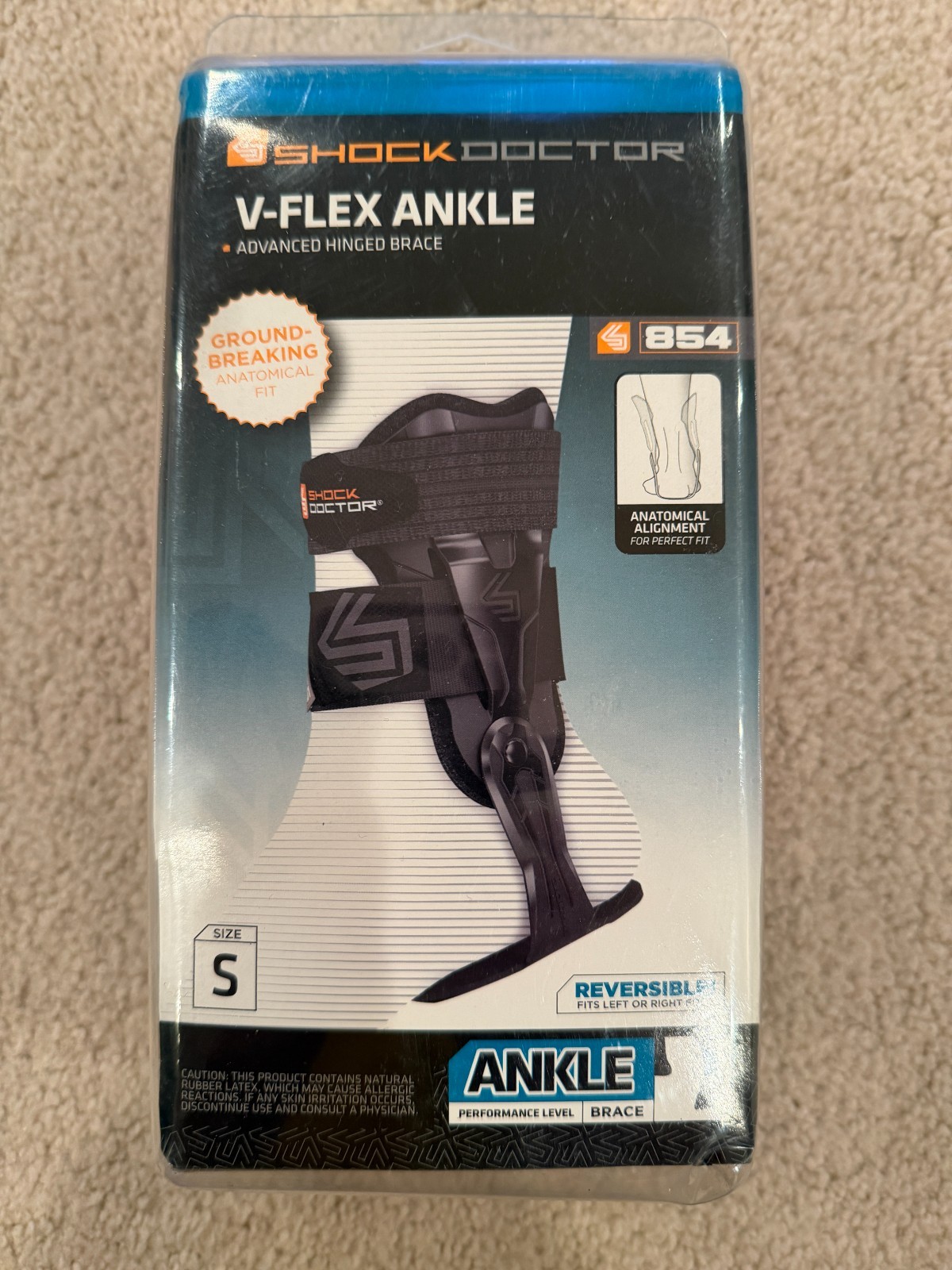 New Shock Doctor V-Flex Ankle 854 Advanced Hinged Brace Size S.
