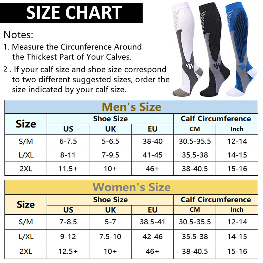 3/2 Pairs Copper Compression Socks 20-30mmHg Graduated Support Mens Womens S-XXL