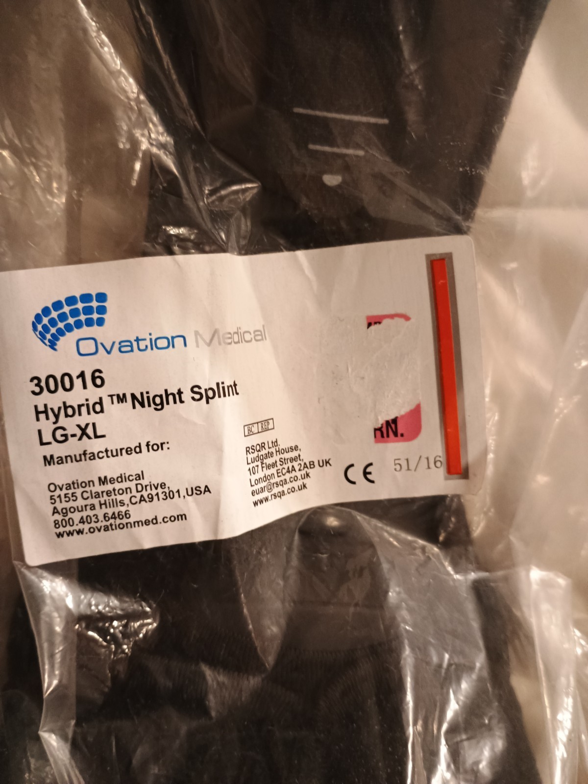 Ovation Medical Hybrid Night Splint LG-XL Plantar Fasciitis Foot Brace New 30016