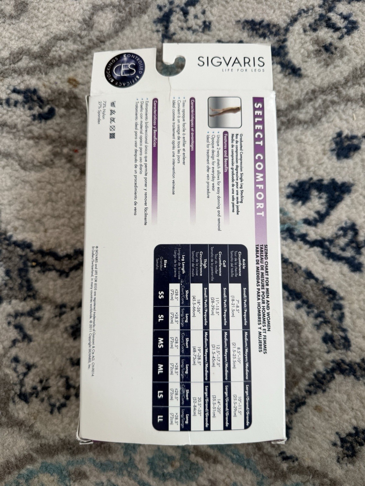 Sigvaris Select Comfort OT Right Thigh &Waist Attach 20-30 mmHg Crispa SL NOS FS
