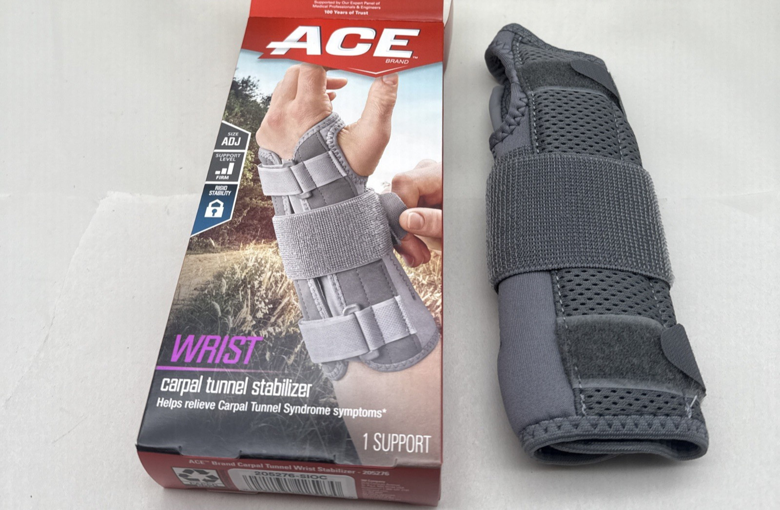 ACE Carpal Tunnel Wrist Stabilizer, Left Wrist, Firm Stability, All Day Wear New