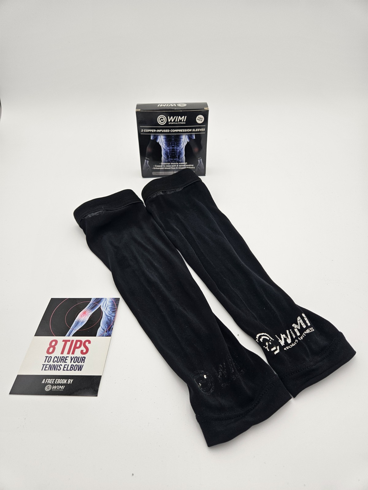 WIMI Compression Elbow Sleeves Black Copper Nylon Small 2 Pack Unisex 12in