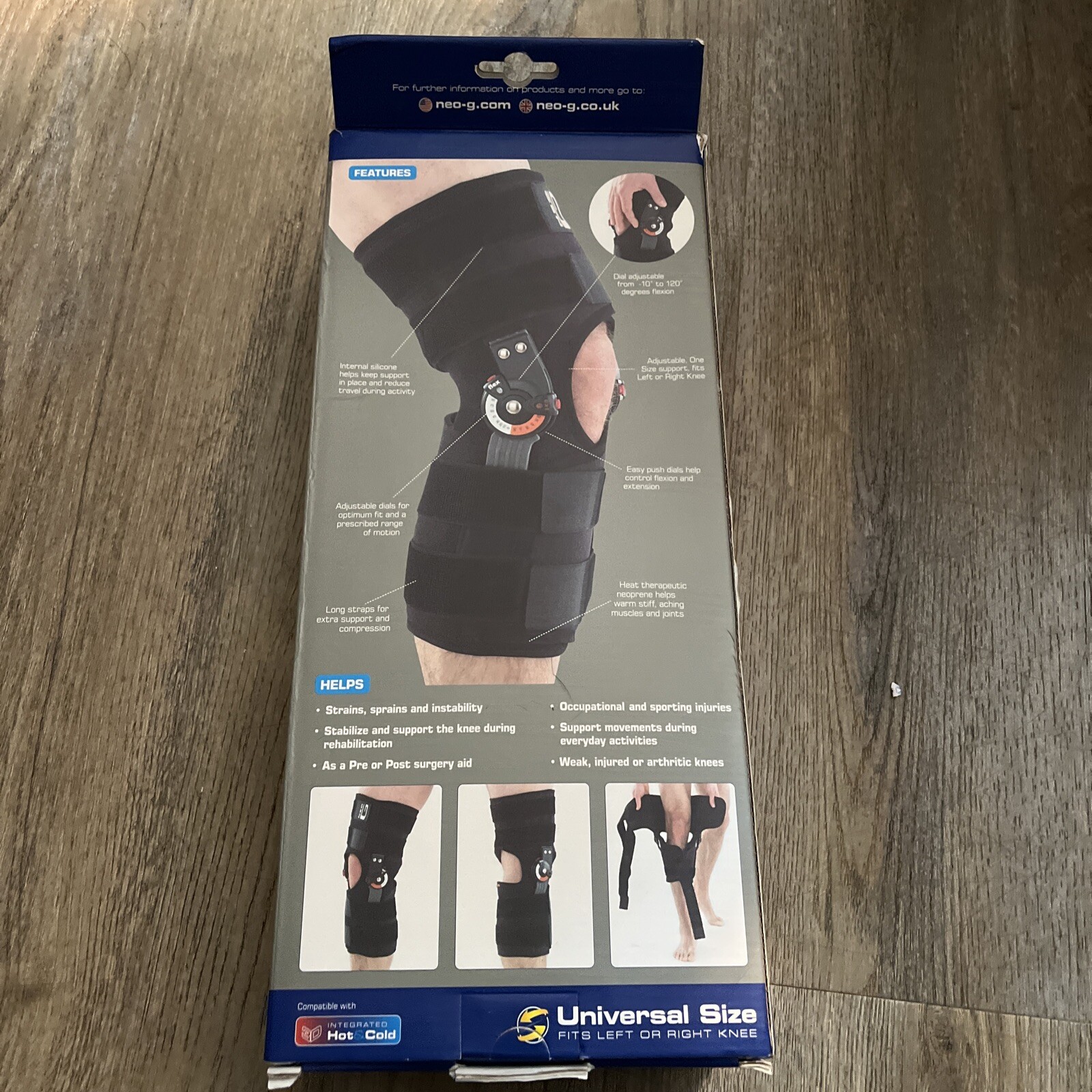 Neo G Hinged Knee Brace Adjusta-Fit Open Knee Support Fits R or L Knee 1-Size