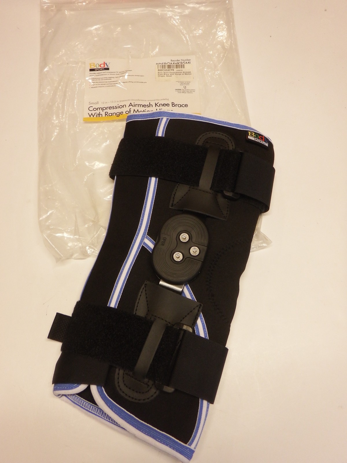 Body Sport Compression Airmesh Knee Brace with Range of Motion Hinges, Small