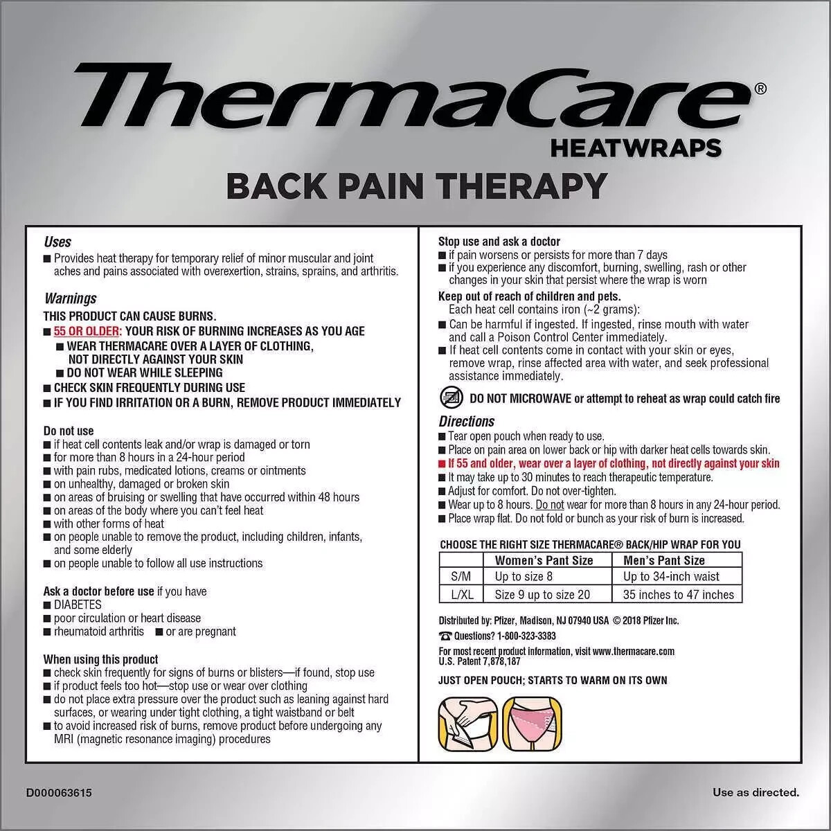 ThermaCare Lower Back And Hip L/XL, 10 HeatWraps free shipping