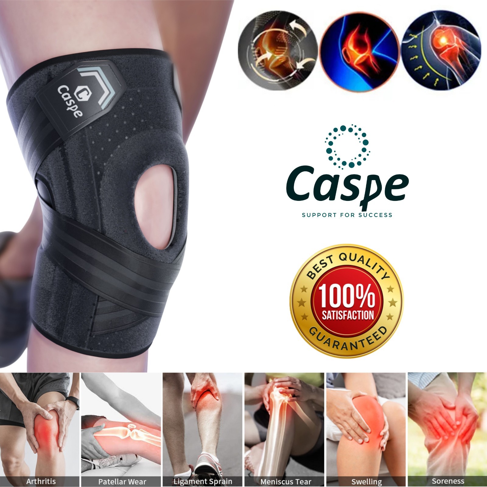 Knee Sleeve Compression Brace Support Meniscus Sport Joint Pain Arthritis Relief