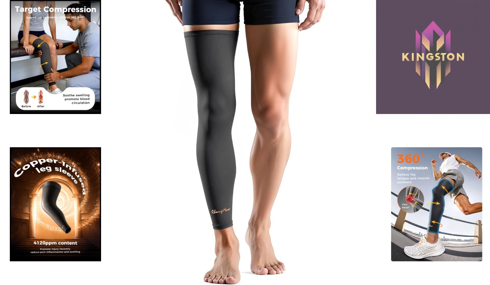 Lightweight Copper-Infused Leg Compression Sleeve – M for Fast Muscle Recovery