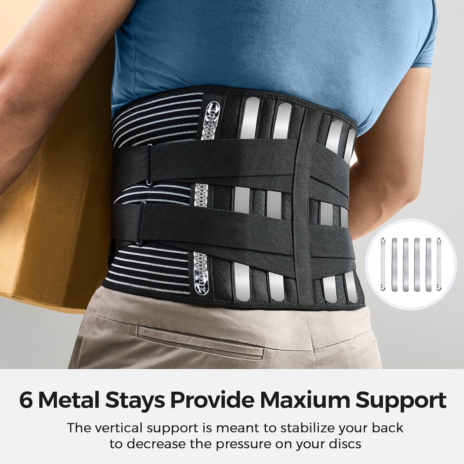 Back Braces for Lower Back Pain Relief with 6 Stays,Breathable Back Support Belt