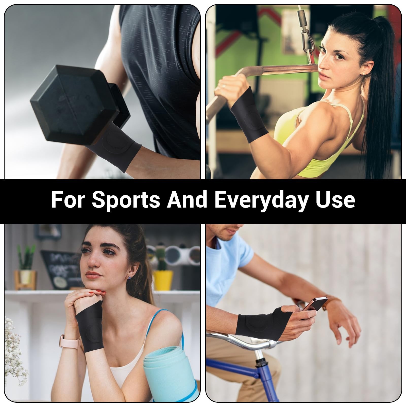 2 Pack Wrist Brace Compression Sleeve Elastic Wrist Brace for Left Right Hand