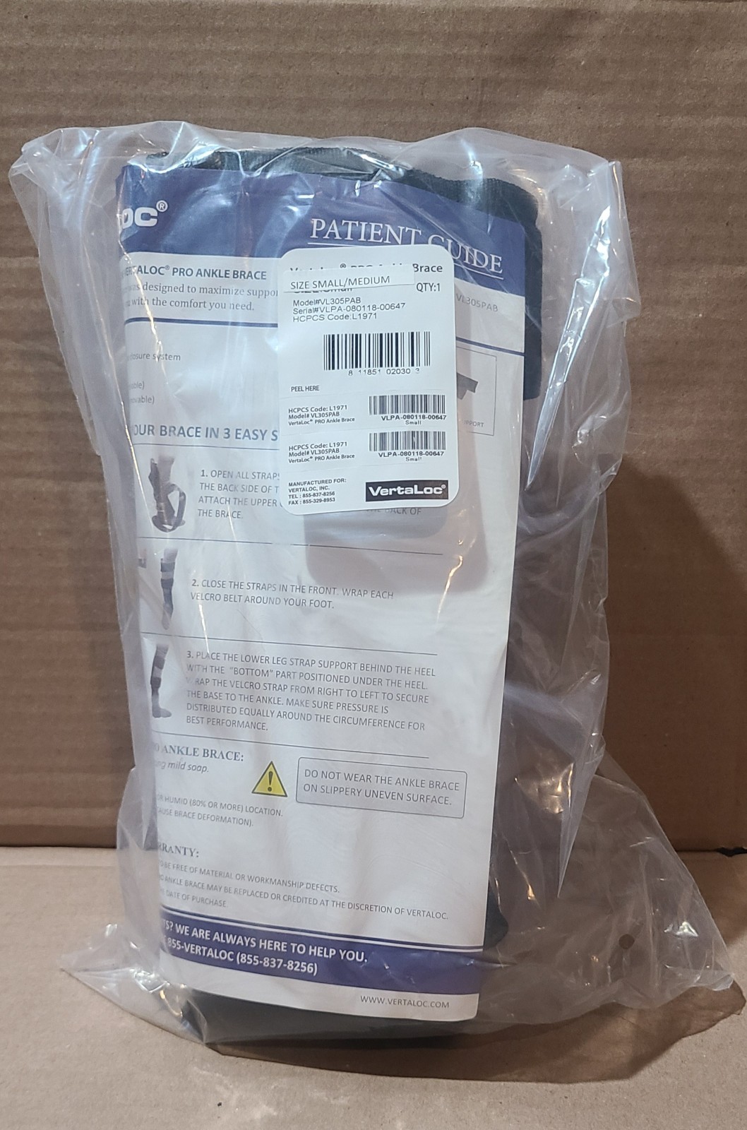 VertaLoc PRO Ankle Brace VL305PAB Small/Medium Stabilizer Support Orthosis – NEW