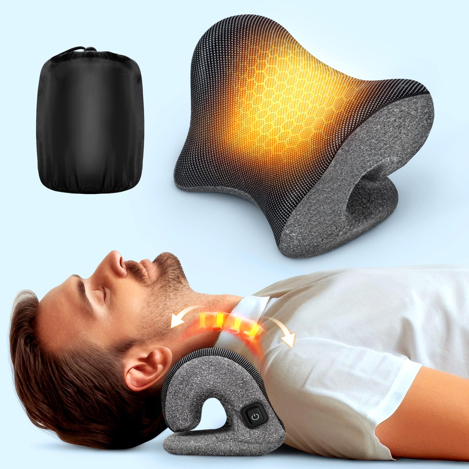 Deep Neck Pain Relief w/Conductive Magnetic Therapy Heated Neck Stretcher, Gr…