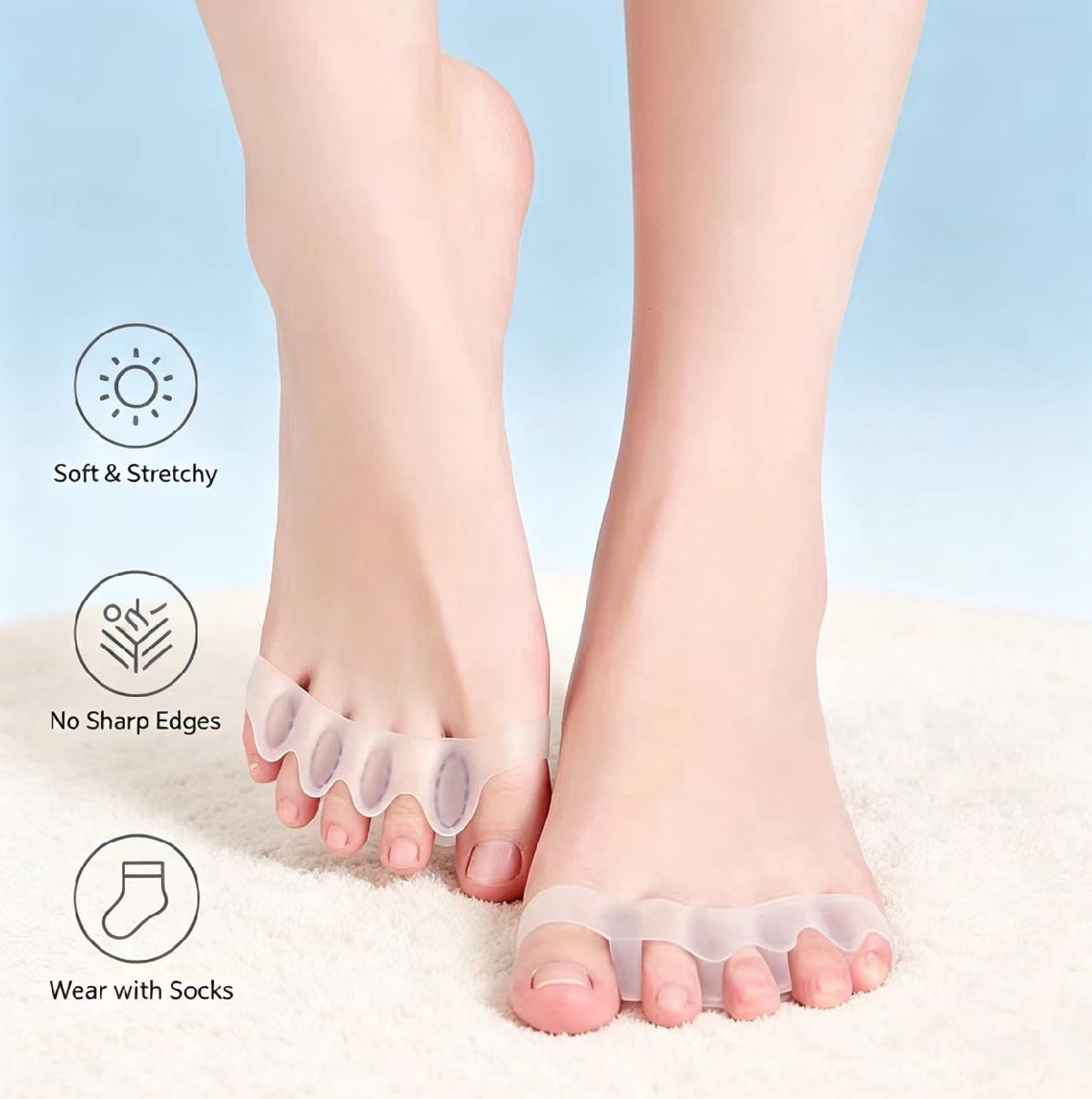 Bunion Toe Separators Silicone Toe Spacers for Hallux Valgus Foot Pain Relief