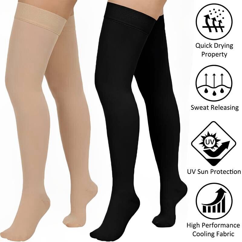 Thigh High 20-30 mmHg Compression Leg Calf Swelling Socks Wide Stockings S-XL