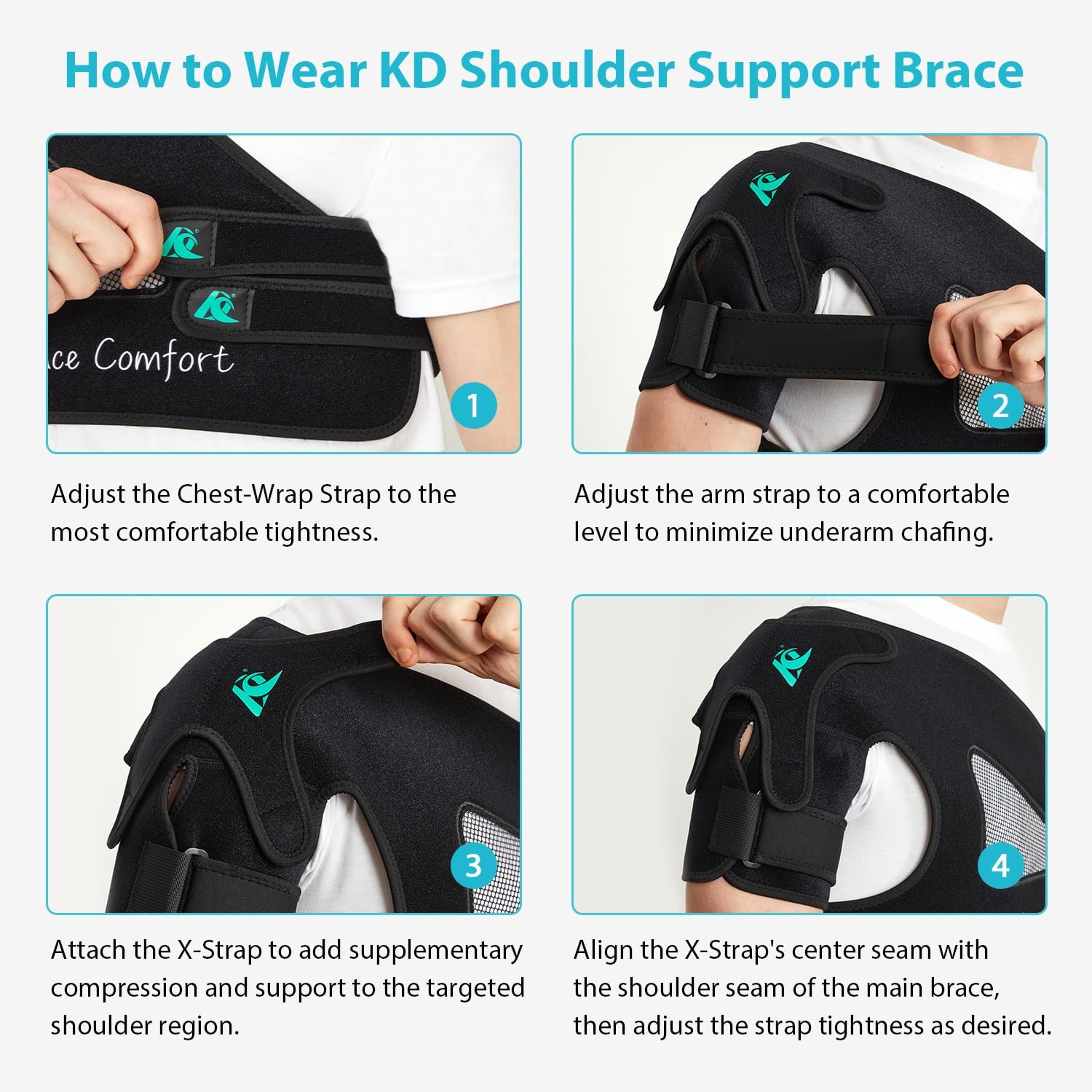 KD Shoulder Support Brace: Stability Brace for Torn Large, Black