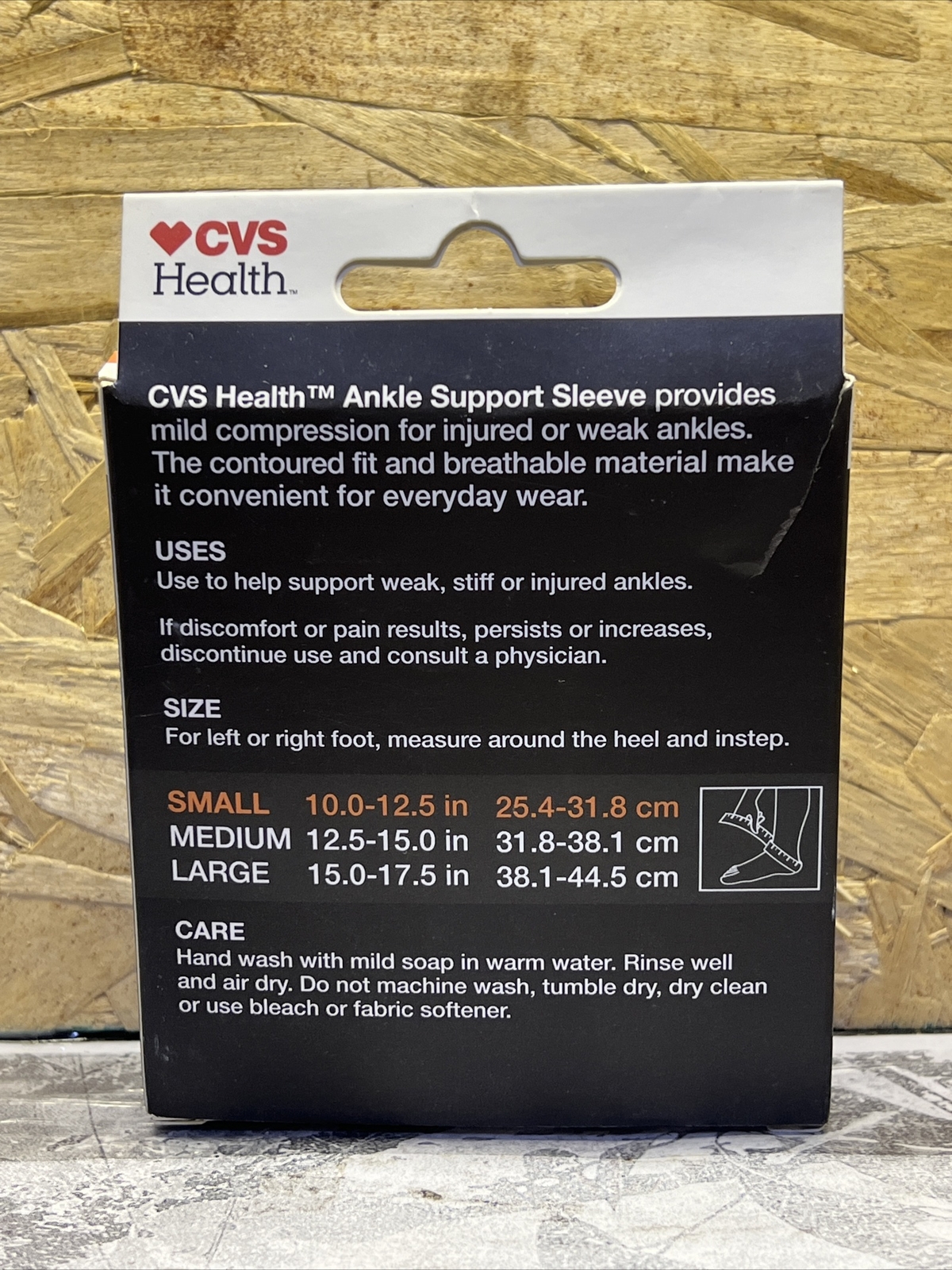 CVS Ankle Support Sleeve Mild Compression Size Small Contoured & Breathable. 3PK