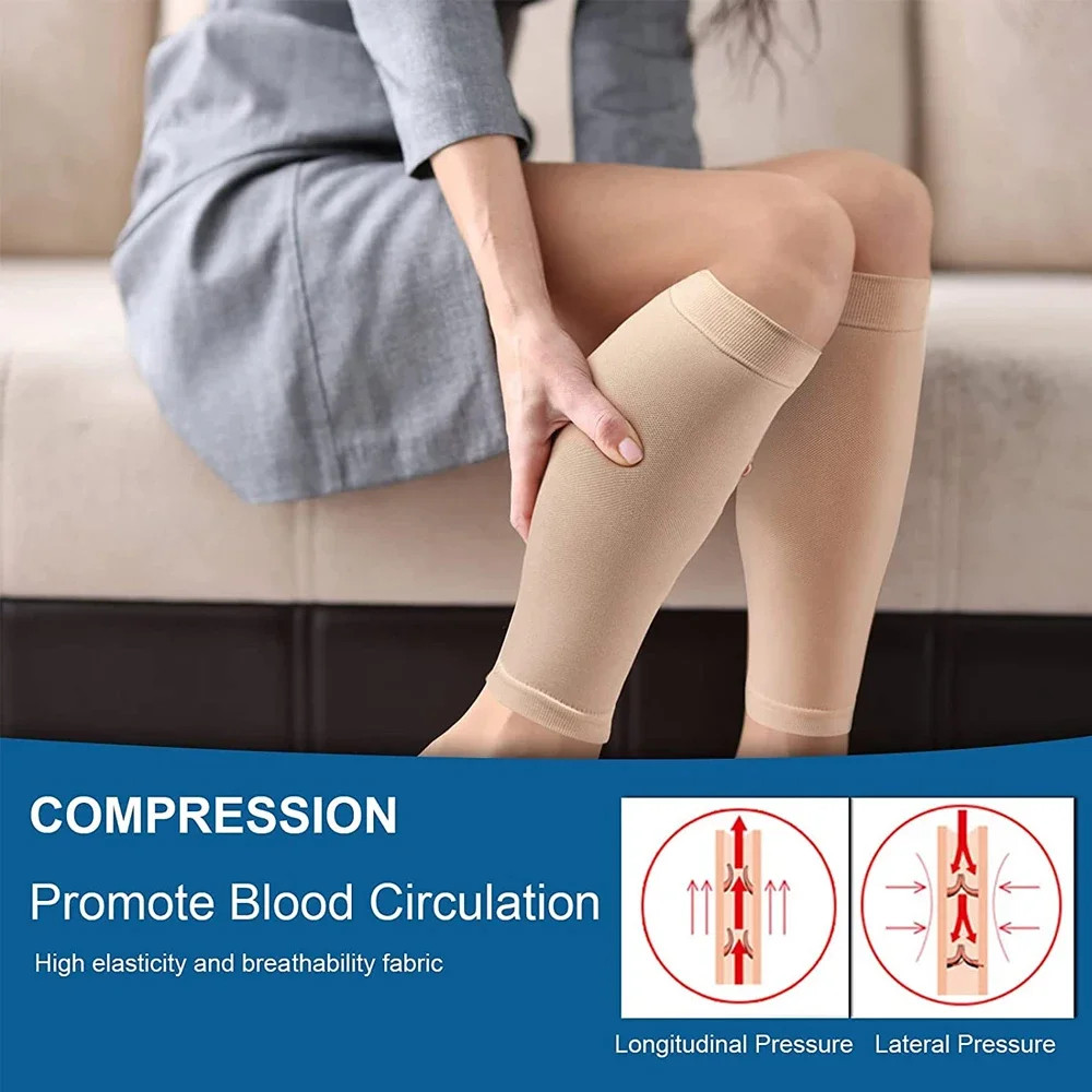 1Pair 15-20mmHg Medical Compression Knee Socks Up to 3XL for Women & Men For Cir