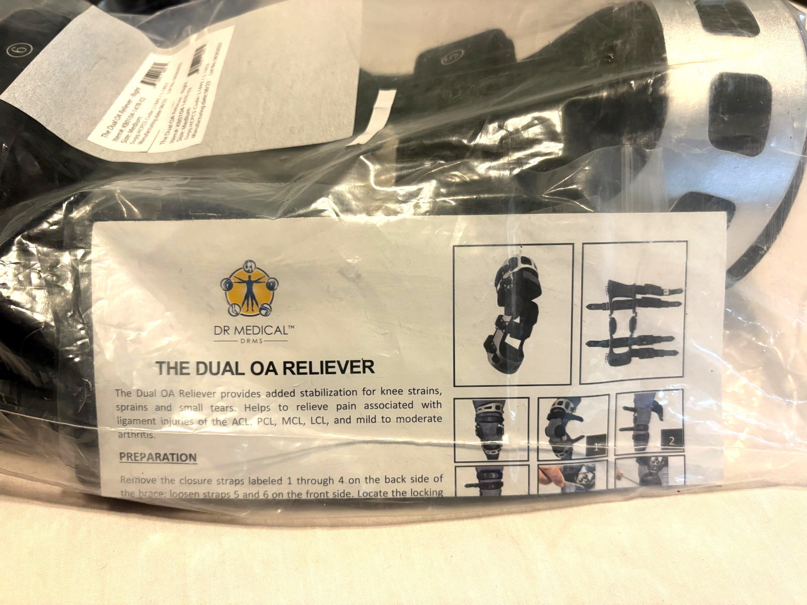 NEW Dr Med.l DRMS Dual OA Reliever Left & Right Knee Brace KB0104 Medium WITH EX