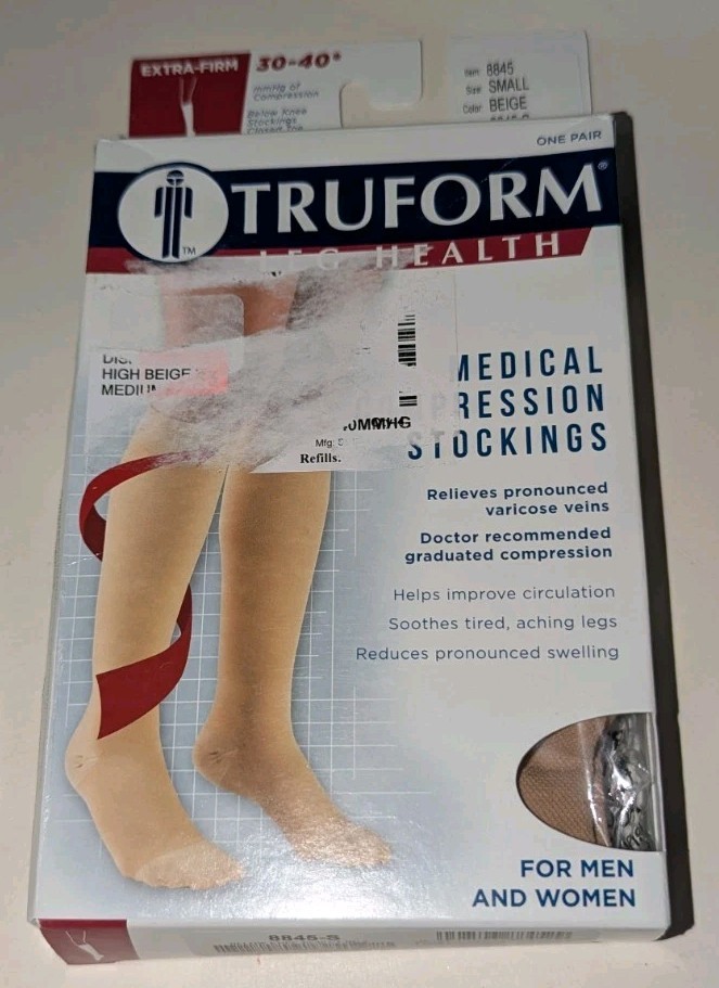 Truform Compression Stockings 30-40 mmHg Beige Short Length Item 8845 Size Small