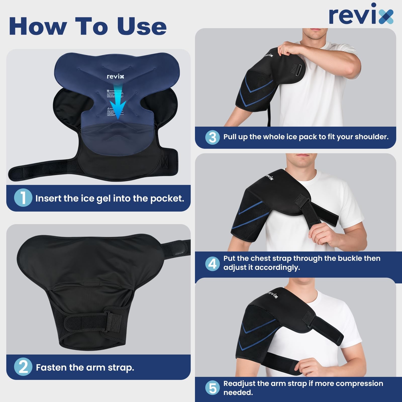 REVIX Shoulder Ice Pack Wrap & Brace for Rotator Cuff & Arm