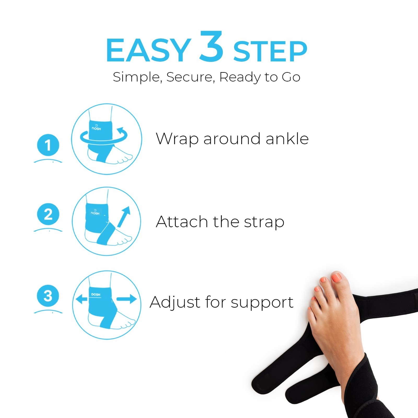 Foot Drop Brace for Walking – Adjustable AFO Support – Unisex Left Size