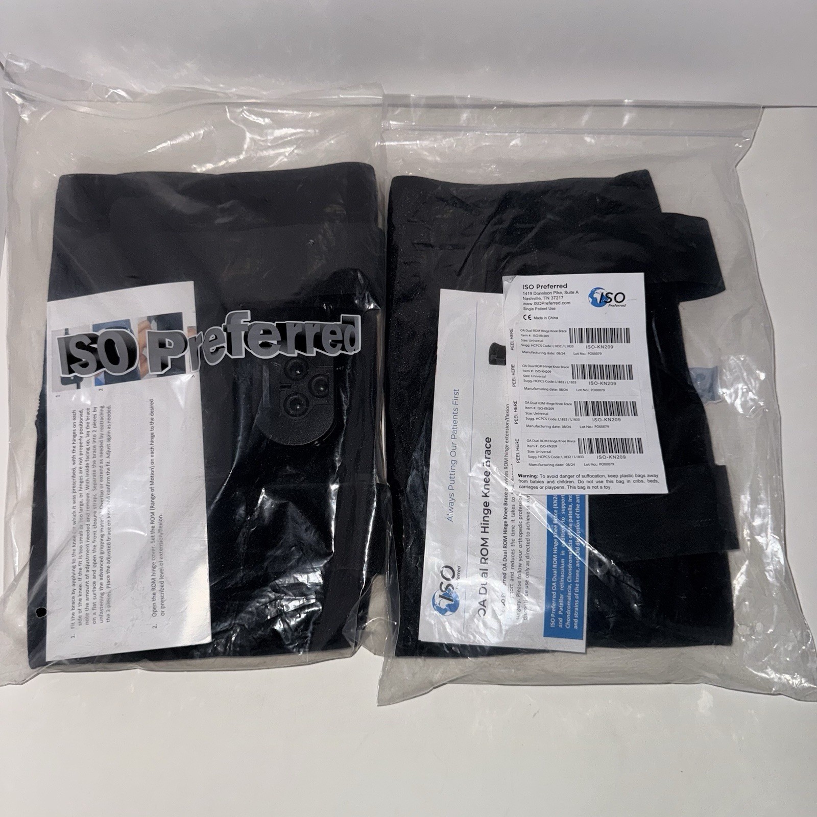 Iso Preferred OA Dual ROM Hinge Knee Brace ISO-KN209 New Lot Of 2
