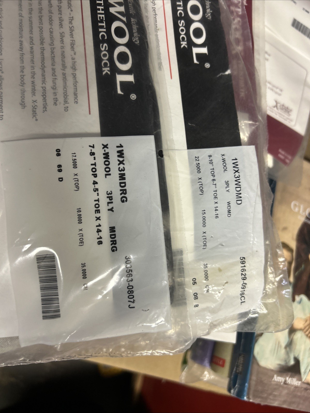 X-Wool Prosthetic Sock 1 WX3SWMD & 1WX3MDRG ( 1 Each ) 3Ply w/hole NEW