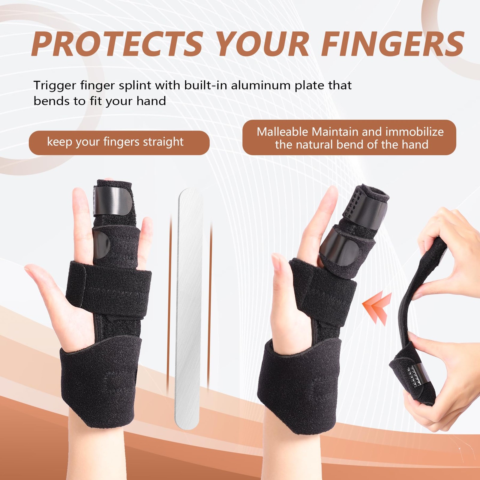 2 Finger Splint, Adjustable Finger Brace, Finger Metal Support for Broken Fin…