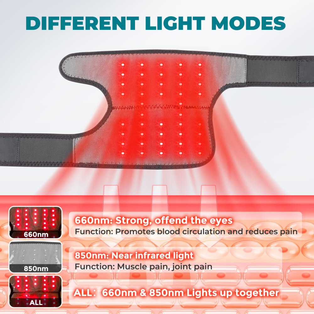 660nm Red Light & 850nm Near Infrared Light Therapy Heated Knee Massage Brace