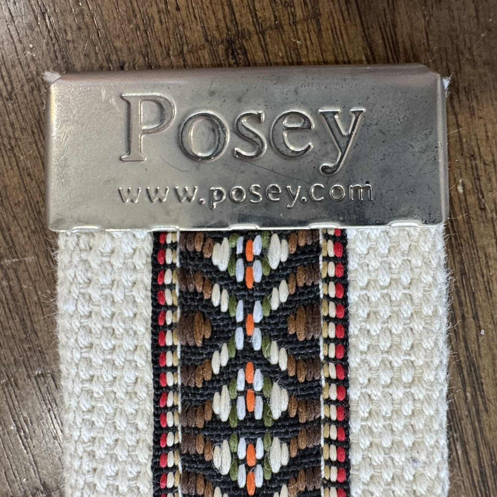 Posey Gate Strap Belt Canvas Southwestern Stitch Design Adjustable 48”x2” EUC!