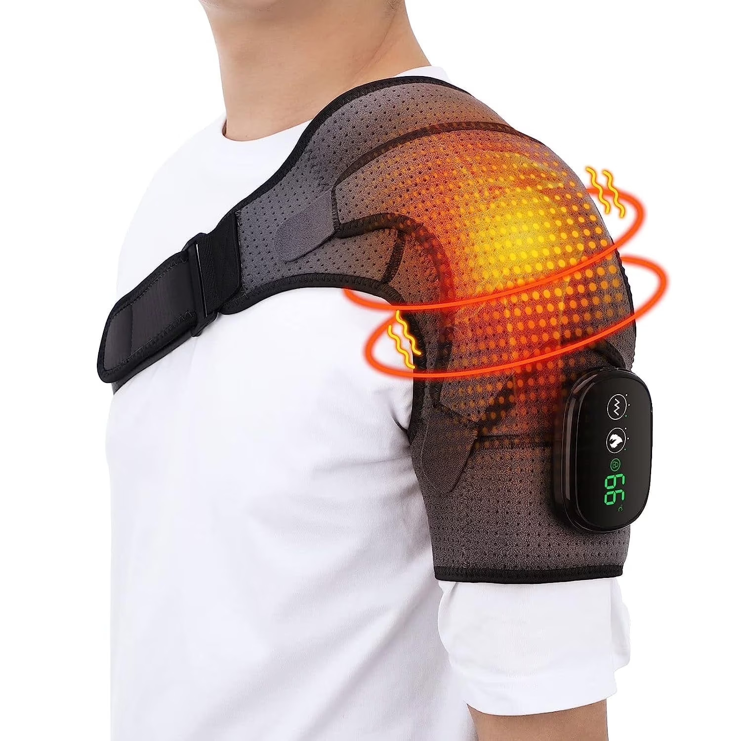 Cordless Heated Shoulder Brace, Shoulder Massager Heating Pads for Rotator Cuff