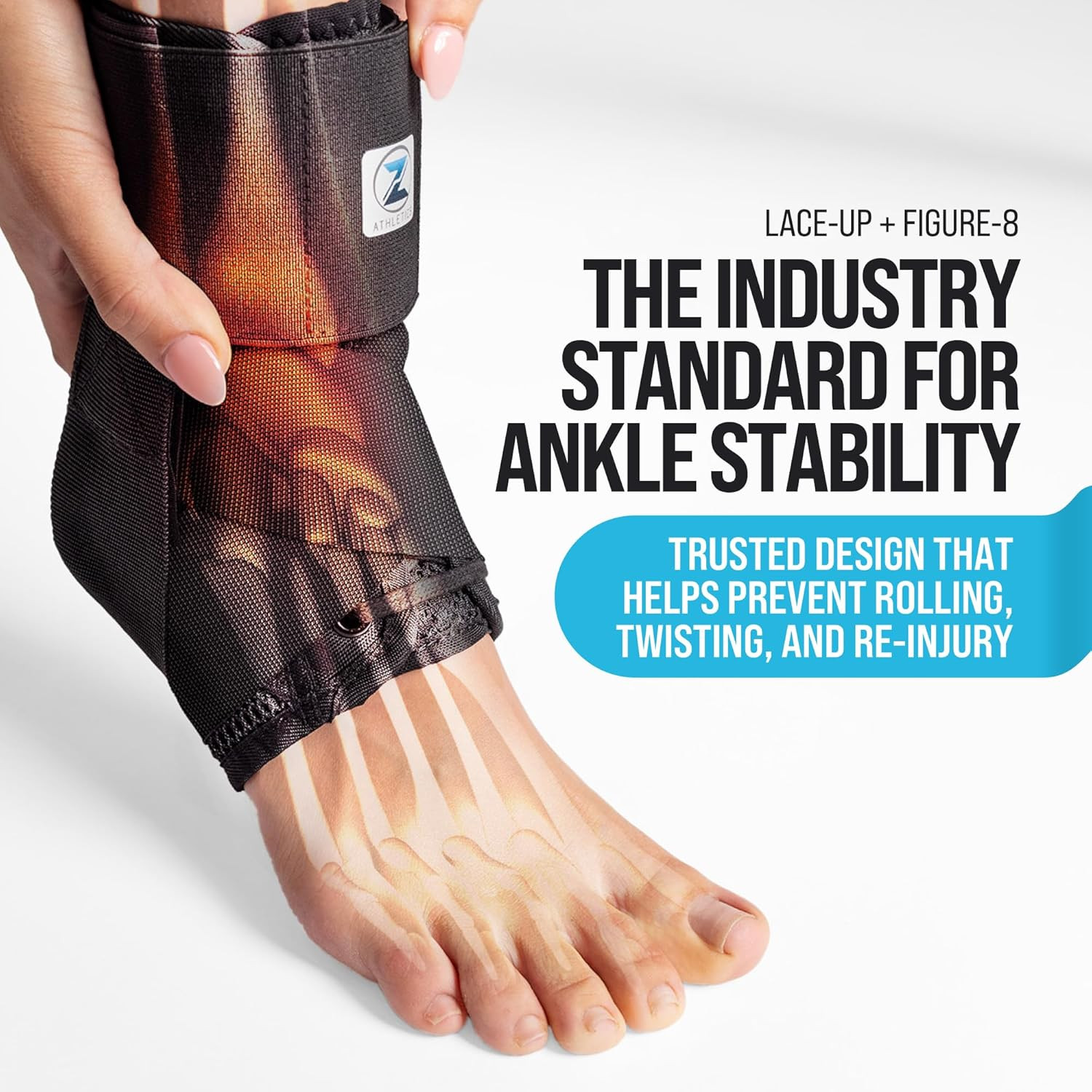 Ankle Brace Lace Up Adjustable Support With Side Stabilizers Sports Sprain