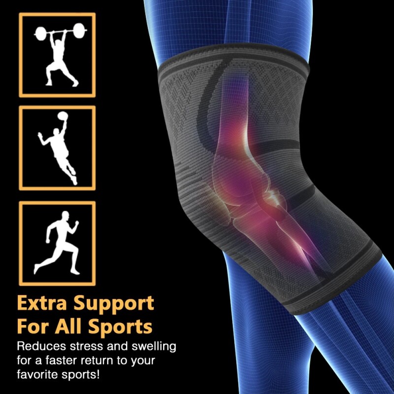 1/2Pcs Knee Brace Support Compression Sleeve Arthritis Joint Injury Pain Relief