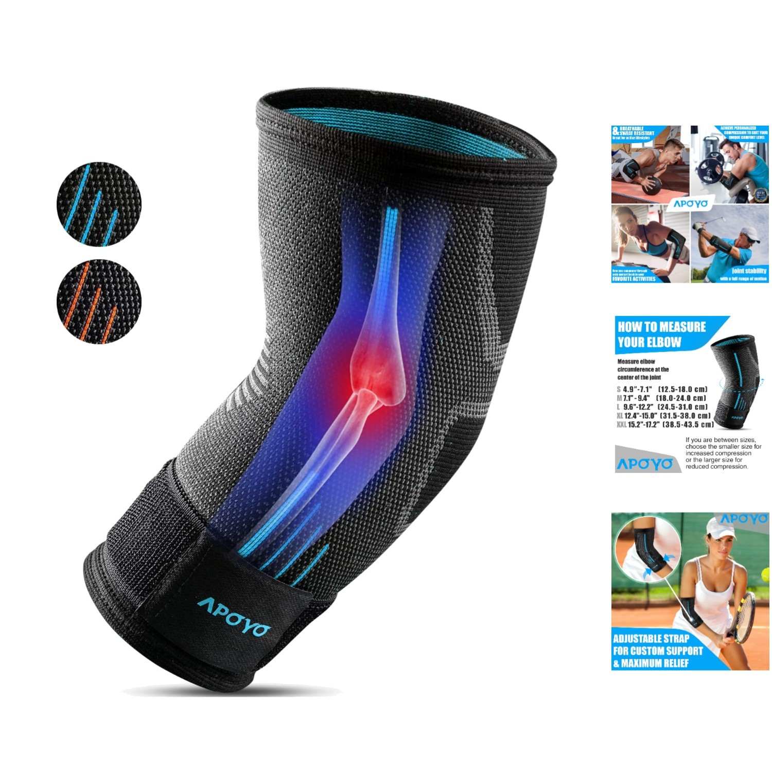 Large Elbow Sleeve for Tendonitis & Arthritis Relief – Pull-On Support