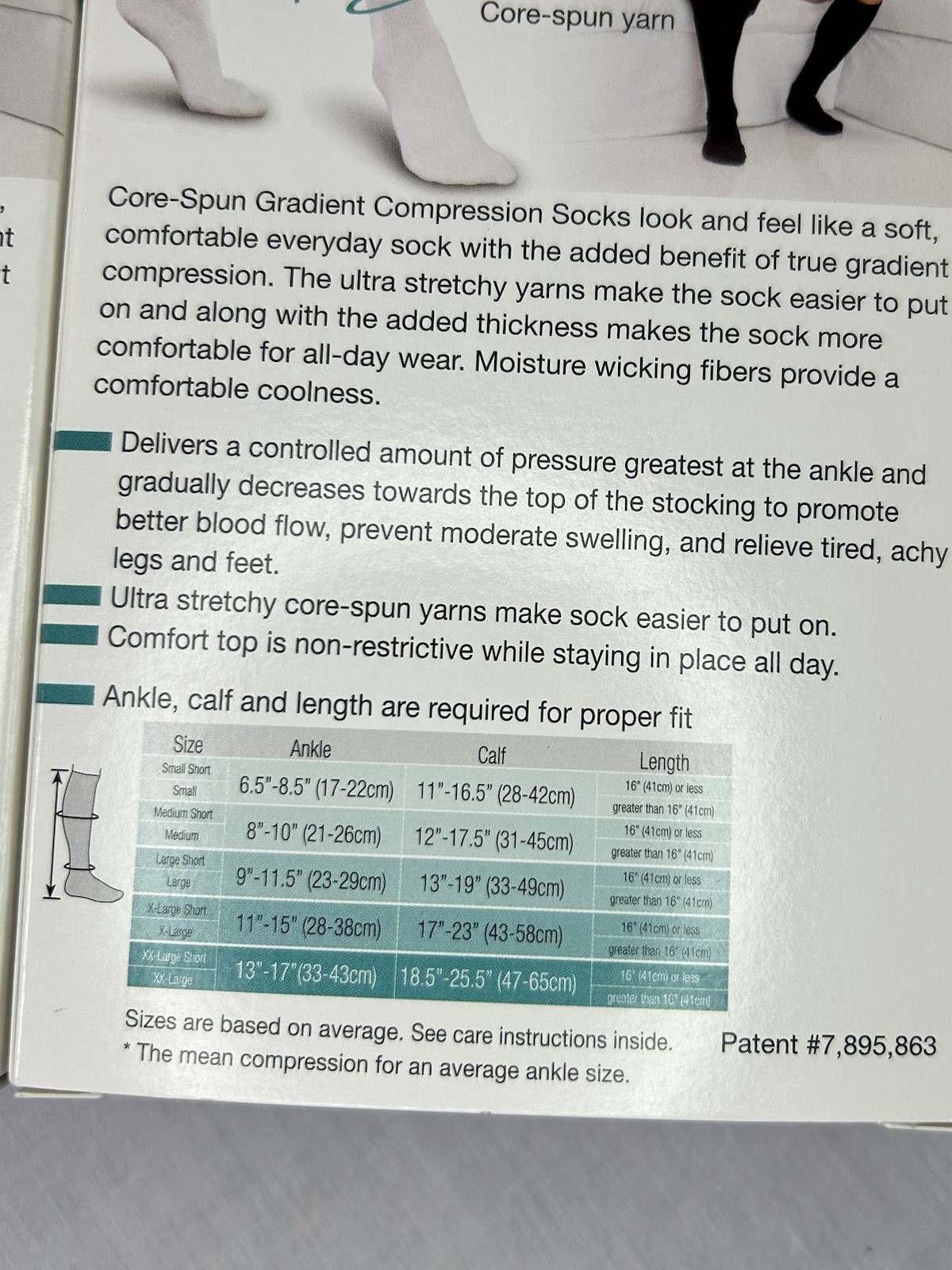 NEW Lot Of 2 Core-Spun 20-30mmHg Gradient Compression Support Socks Size L Navy