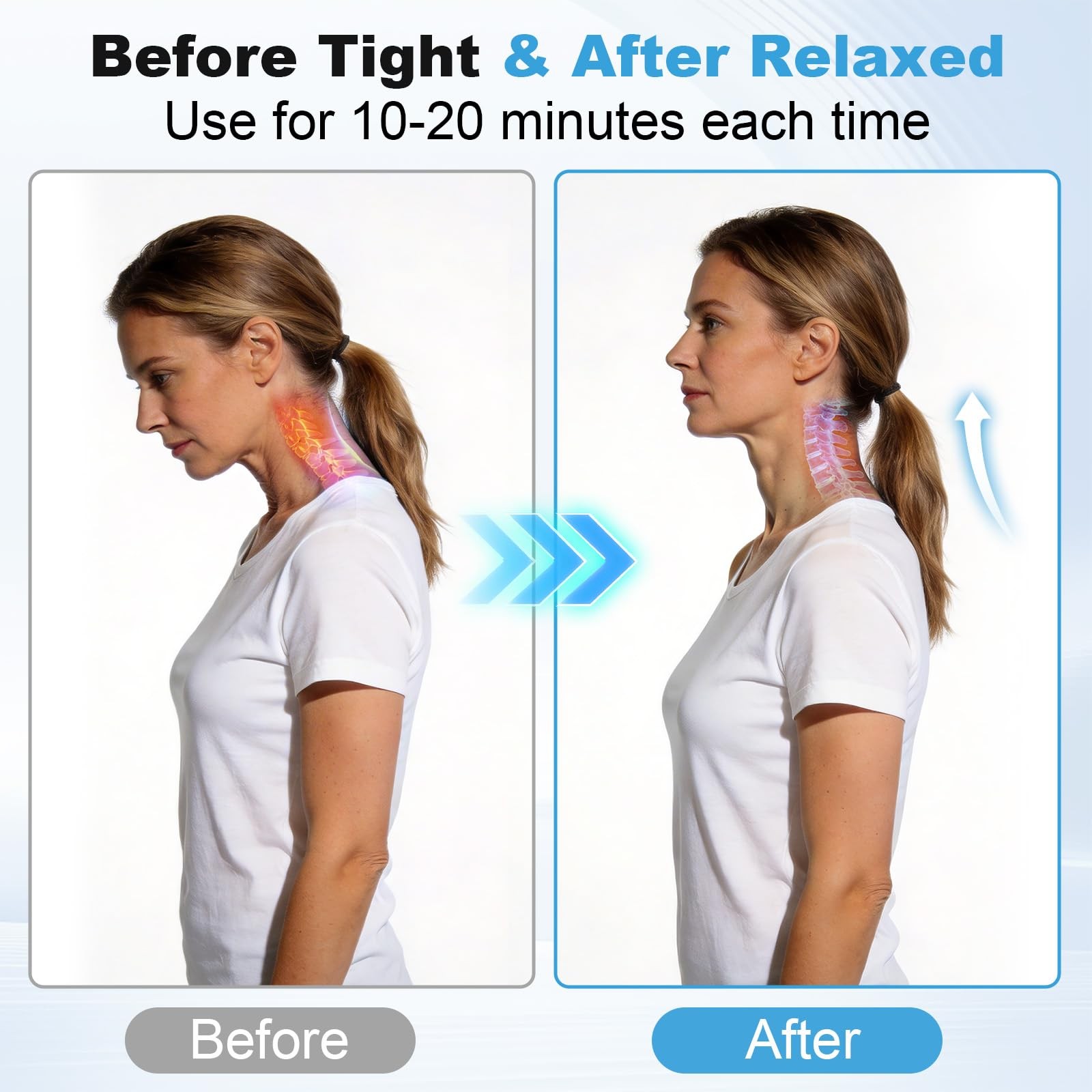 Adjustable Cervical Neck Traction Device Heated Neck Stretcher Brace 12-16 in