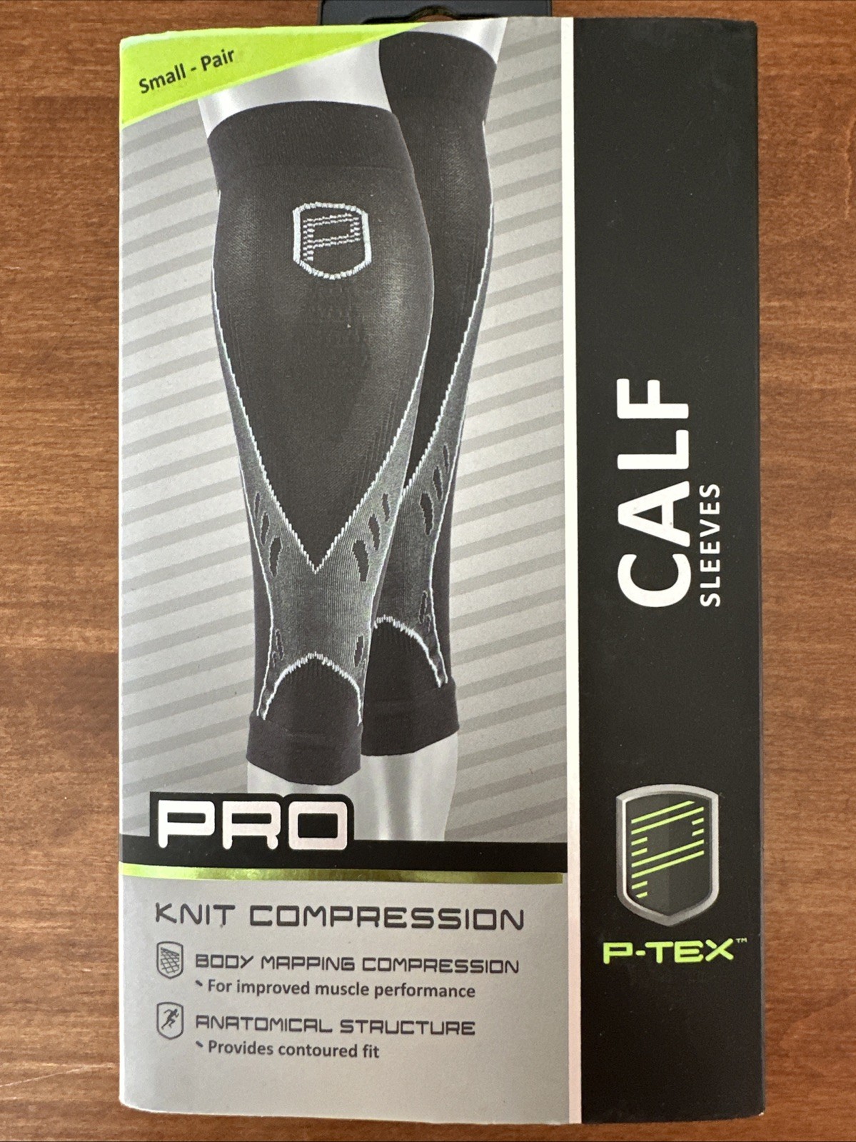 P-TEX ** PRO KNIT COMPRESSION CALF SLEEVES **P-TEXC500**SM PAIR ** BLACK *NEW**