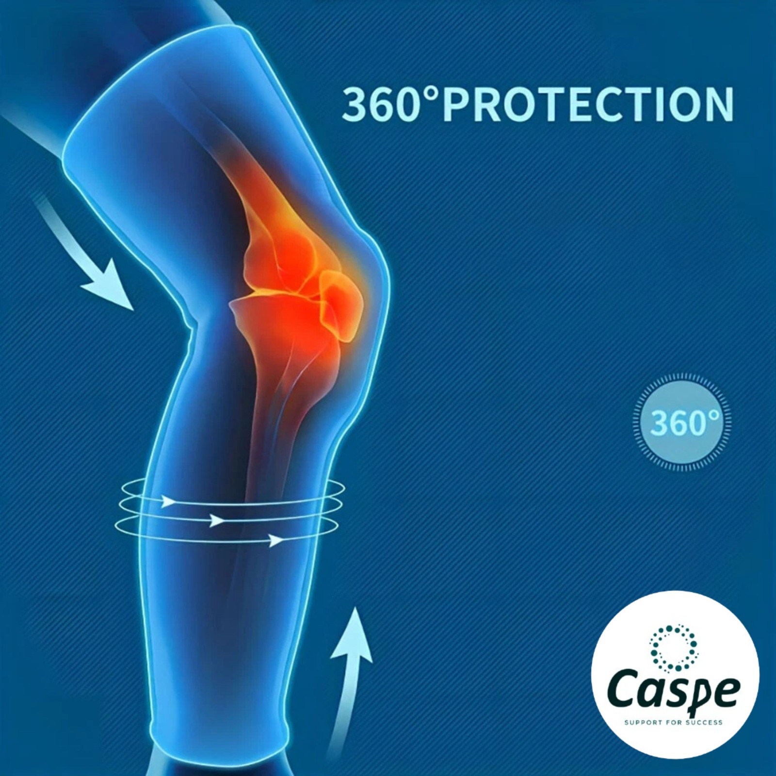 Caspe 2X Knee Support Compression Full Leg Sleeve Brace Sport Joint Pain Relief