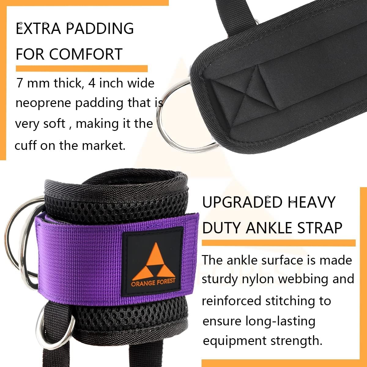 Ankle Strap for Cable Machine (Pair) Adjustable Comfort fit Neoprene and