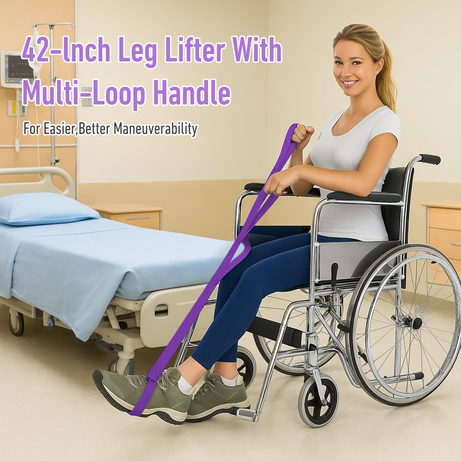 Leg Lifter Strap Assist Device for After Knee Hip Surgery Recovery Support