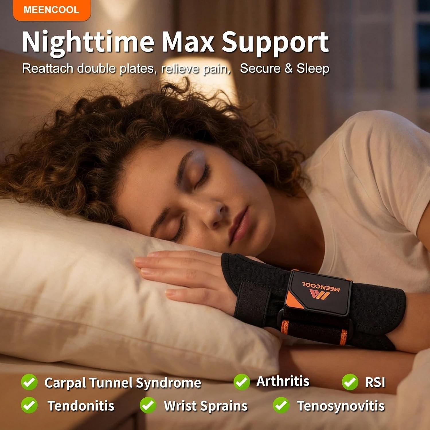 Carpal Tunnel Wrist Brace Night Support, Adjustable Splint Right Hand for Wrist