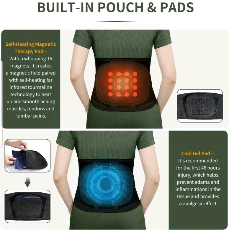 MudunHealth Lower Back Brace With Hot/Cold Insert Pads. Size 2XL