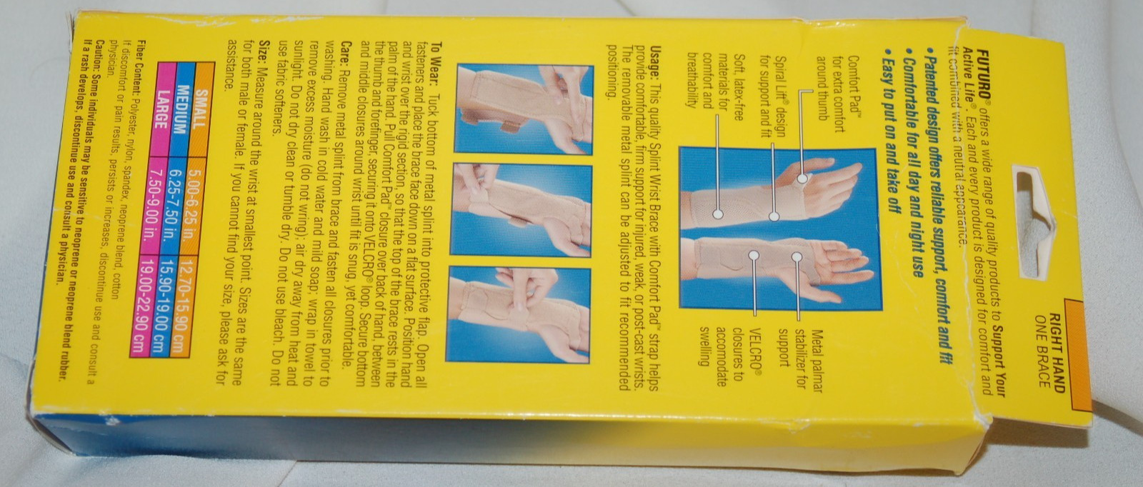 FUTURO SPLINT WRIST BRACE SMALL 5-6.25 CIRC. RIGHT HAND TAN 003392 ADJUSTABLE