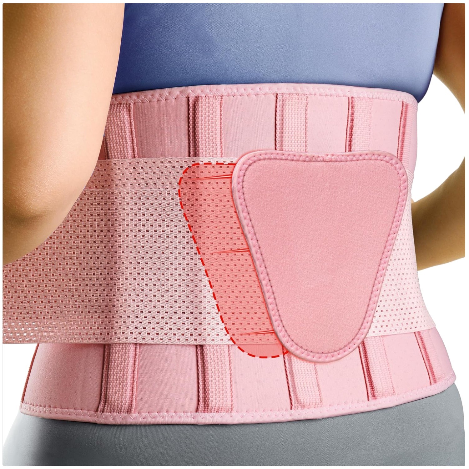 Lumbar Support Belt with Foam Pad, Pink – S/M
