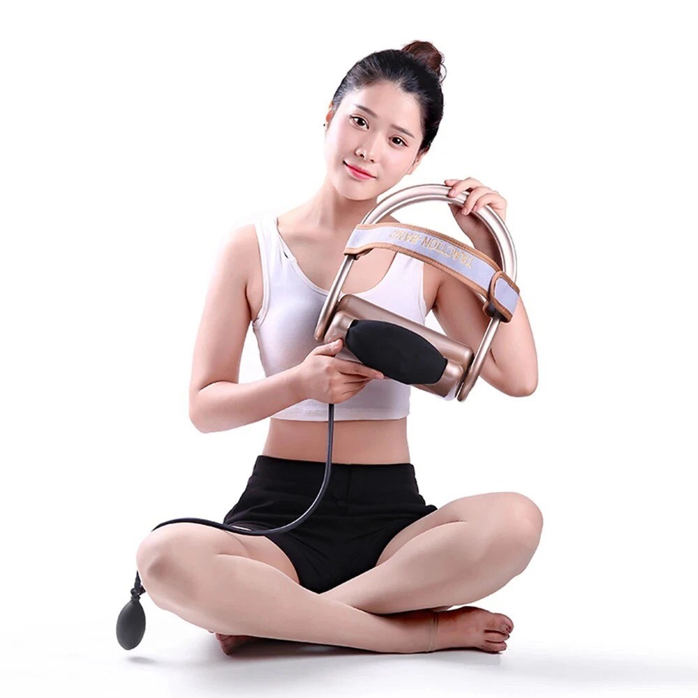 Inflatable Neck Traction Cervical Posture Stretching Device Air Pump Spine Verte