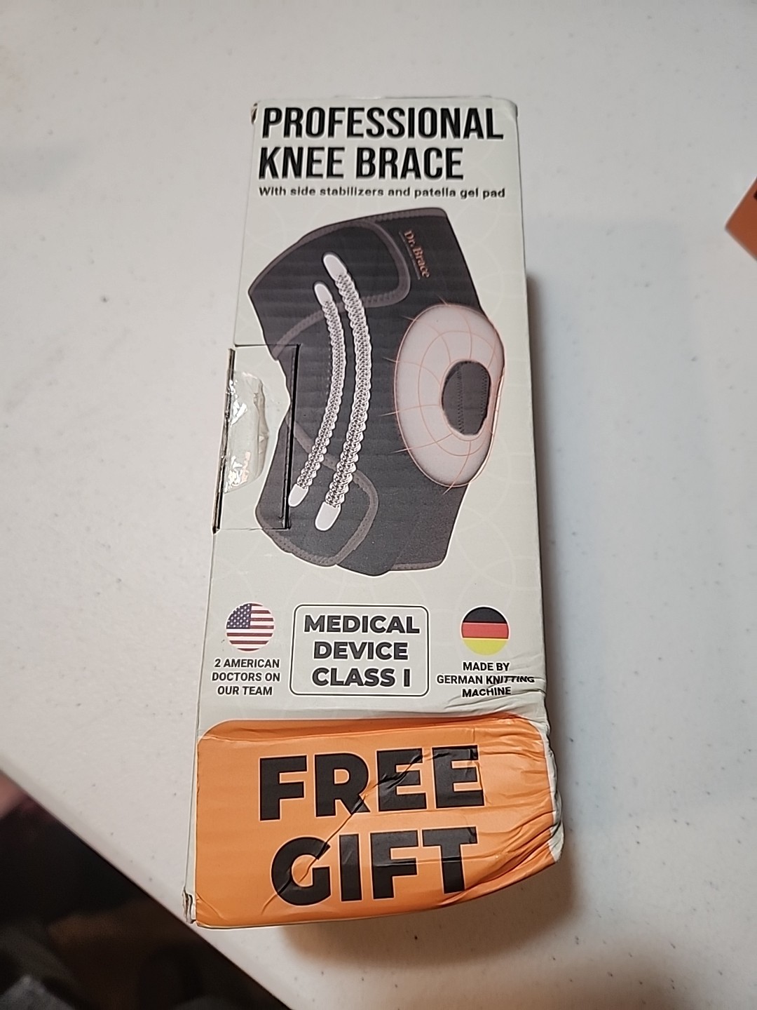 DR. BRACE ELITE Knee Brace with Side Stabilizers & Patella Gel Pads LARGE (A)