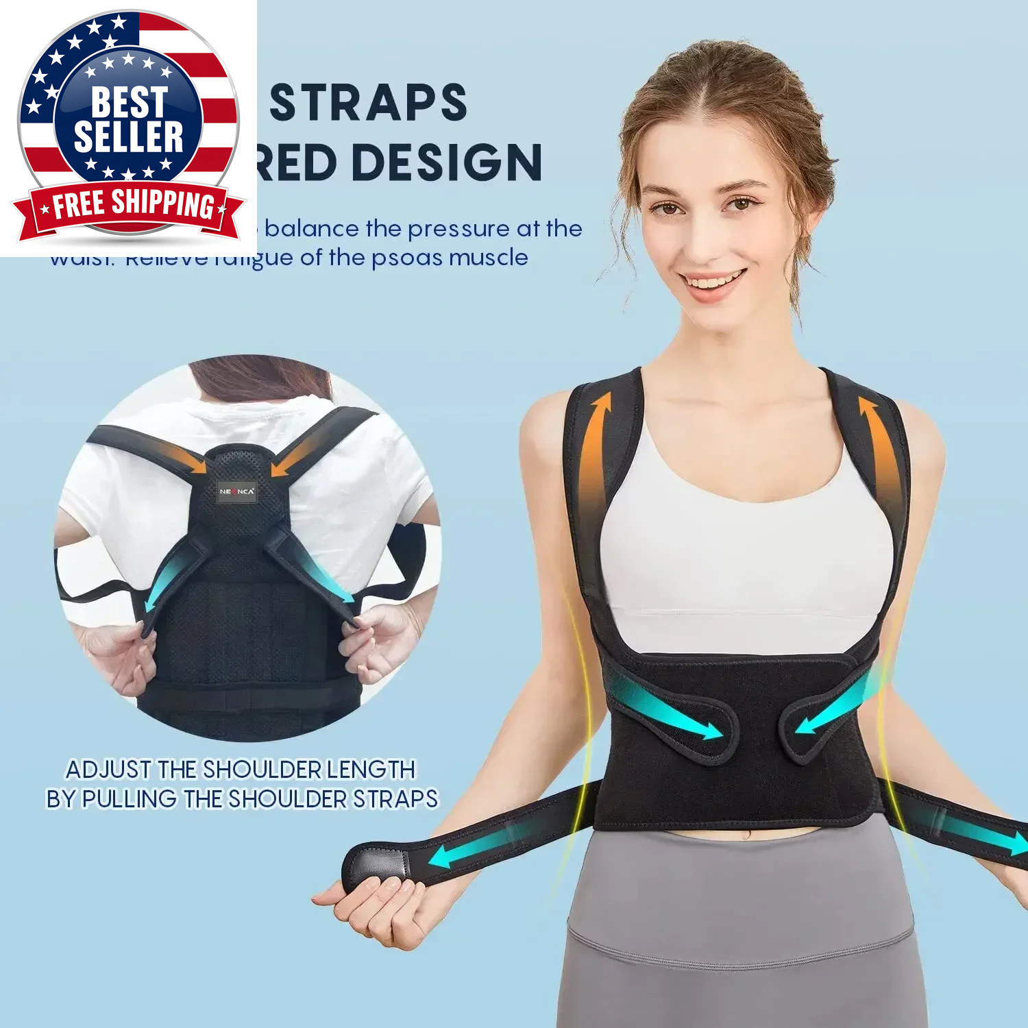 Posture Corrector Back Orthopedic Straps for Men and Women Fully Adjustable Spin